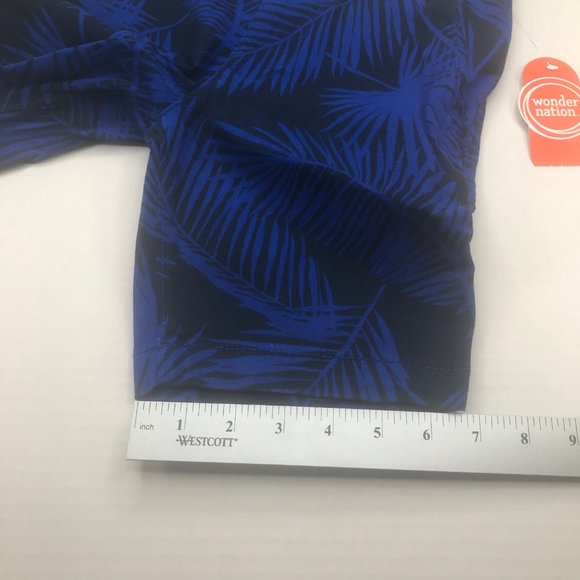 Wonder Nation Boy's Size 7 Adjustable Waist Flat Front Short Blue Palm Leaf New - Picture 10 of 13